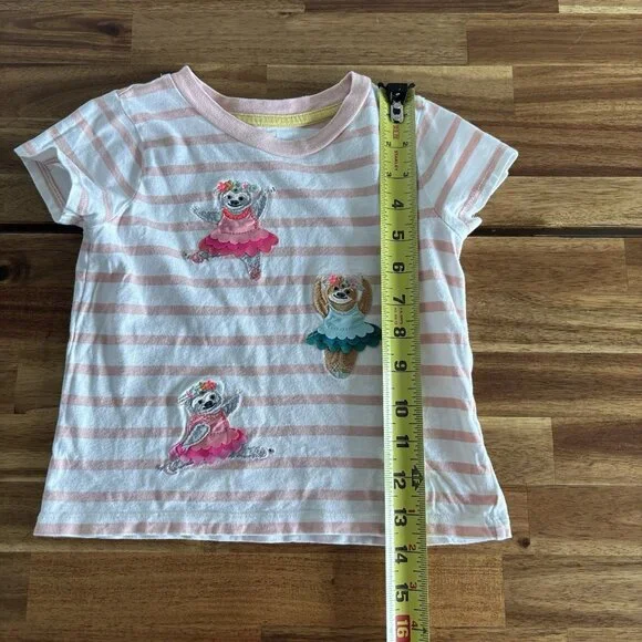 Mini Boden Appliqué Shirt Striped Ballerinas Short Sleeve Preppy 2-3 Years - Picture 13 of 13